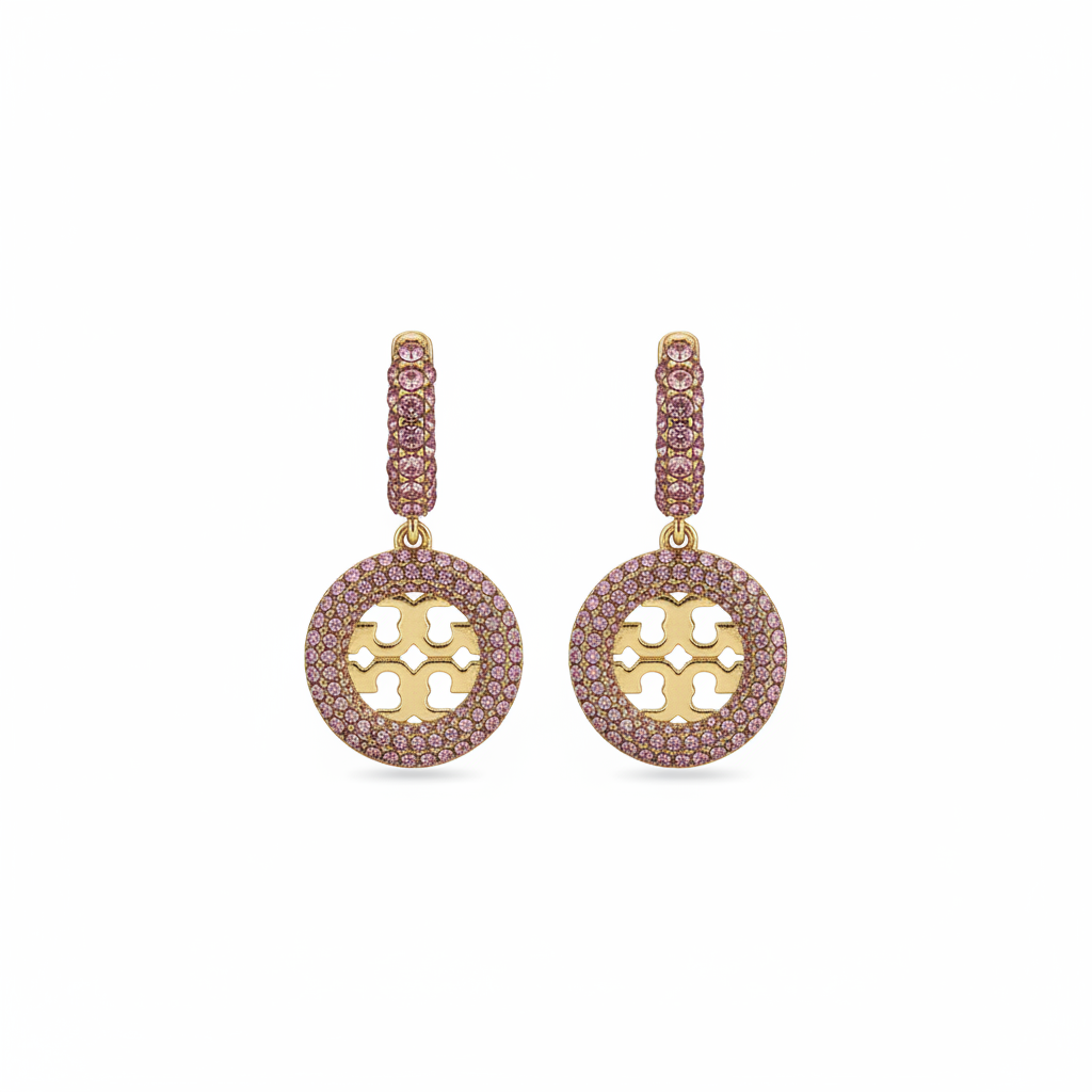 Tory Burch Crystal Drop Earrings – White Background