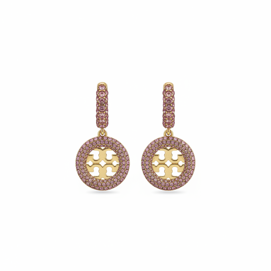 Tory Burch Crystal Drop Earrings – White Background