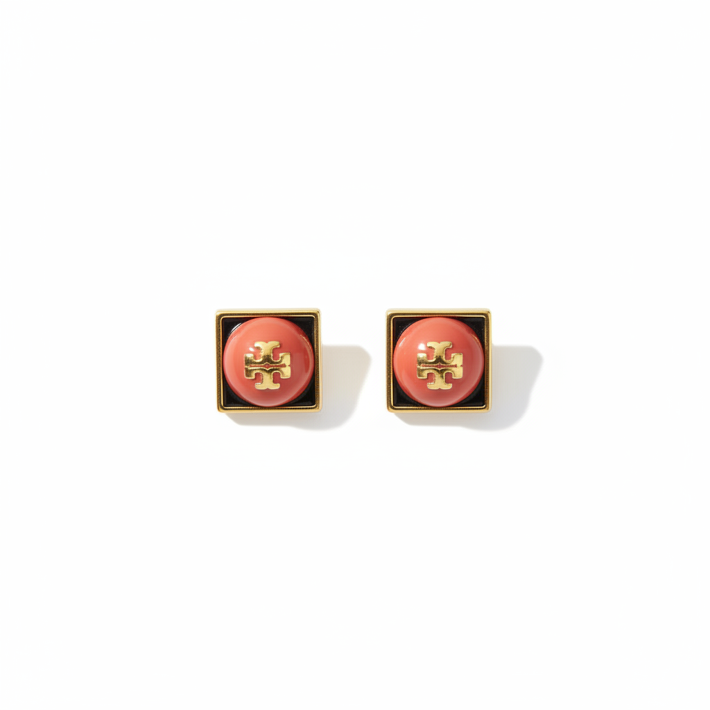 Tory Burch Kira Enamel Button Stud Earrings - Clean Product Shot