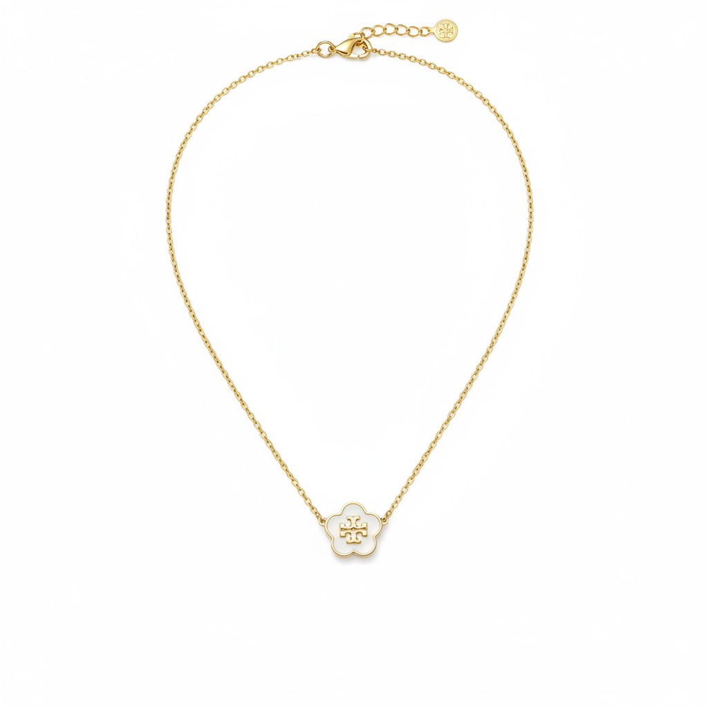 Tory Burch Kira Enamel Flower Necklace - Clean Product Shot