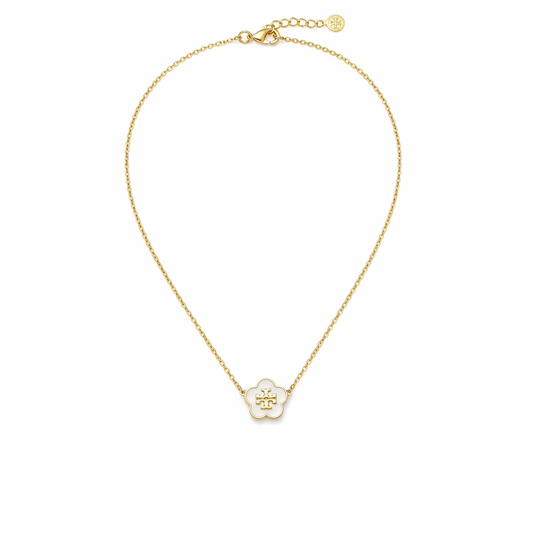 Tory Burch Kira Enamel Flower Necklace - Clean Product Shot