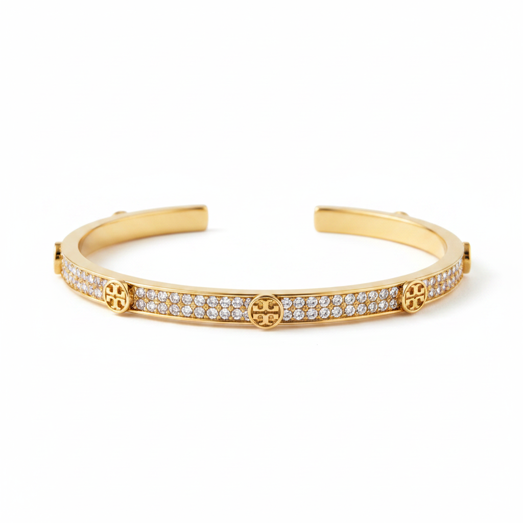 Tory Burch Pavé Cuff Bracelet - White Background