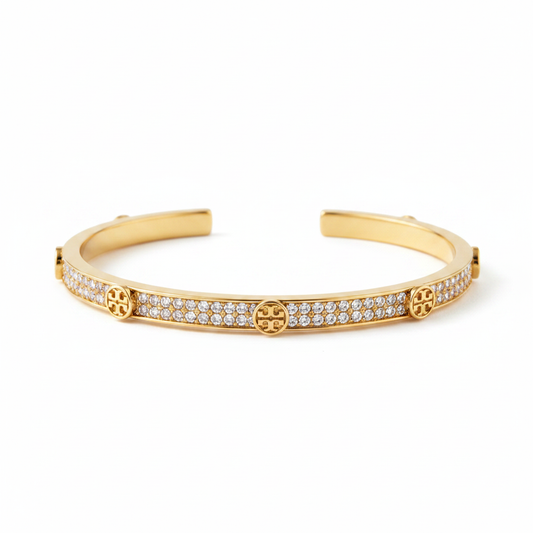 Tory Burch Pavé Cuff Bracelet - White Background