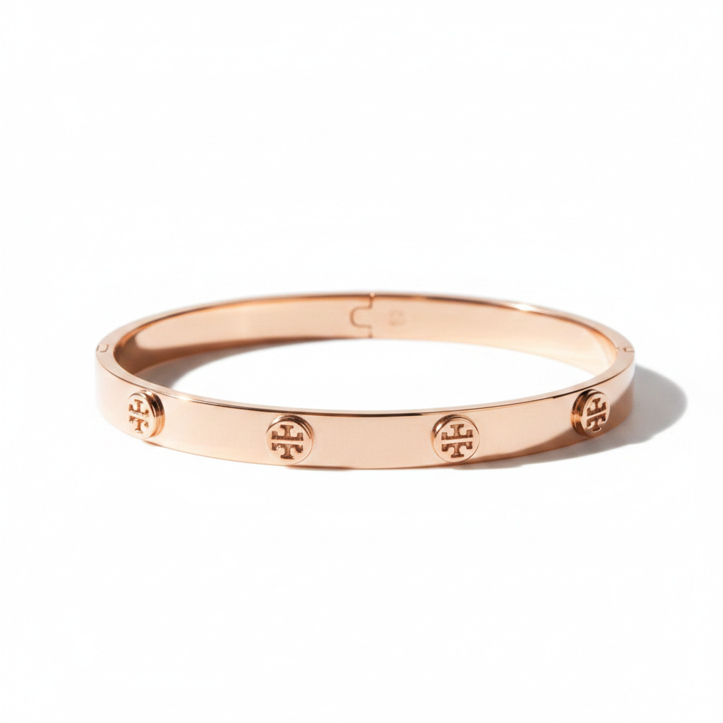 Tory Burch Rose Gold Logo Bangle