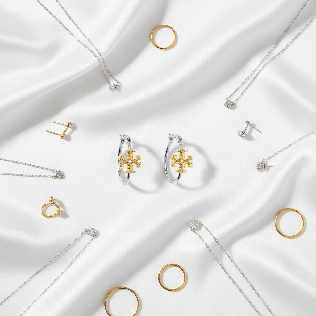 White silk flat lay