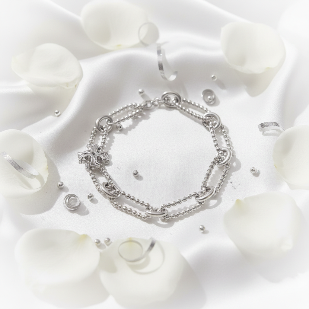 White silk flat lay