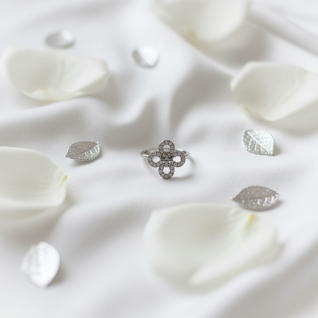 White silk flat lay